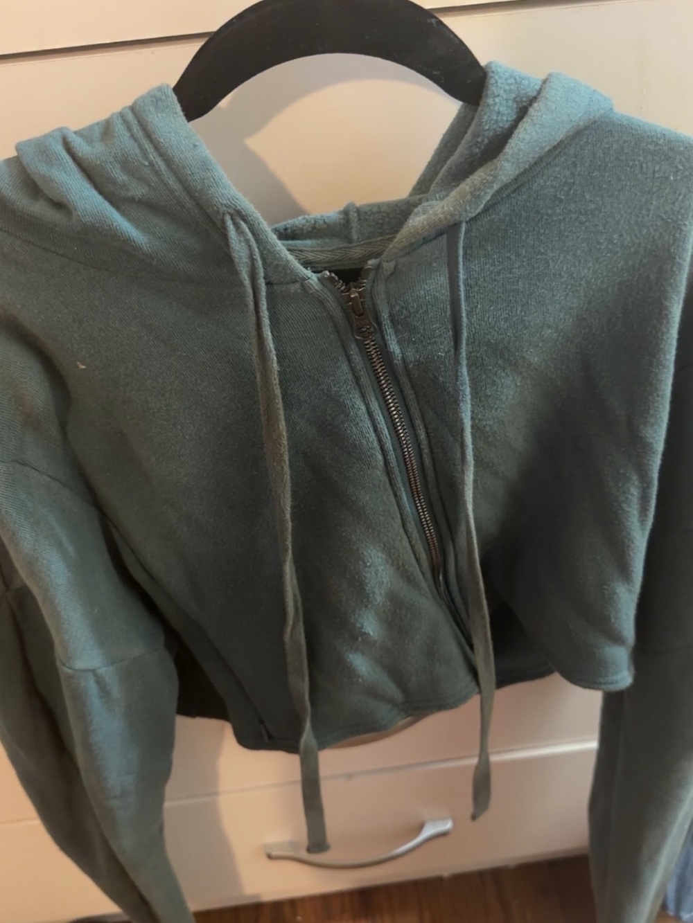 Green Cropped Hoodie Jacket